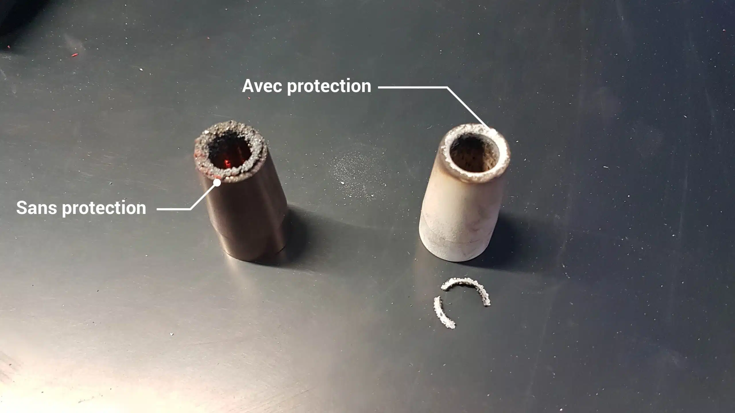 Comparatif avec et sans protection des buses